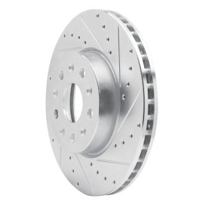 Cadillac CT5 Brake Rotor (1) - Front Right - R1 Concepts - Drilled & Slotted - Silver - `16-`25